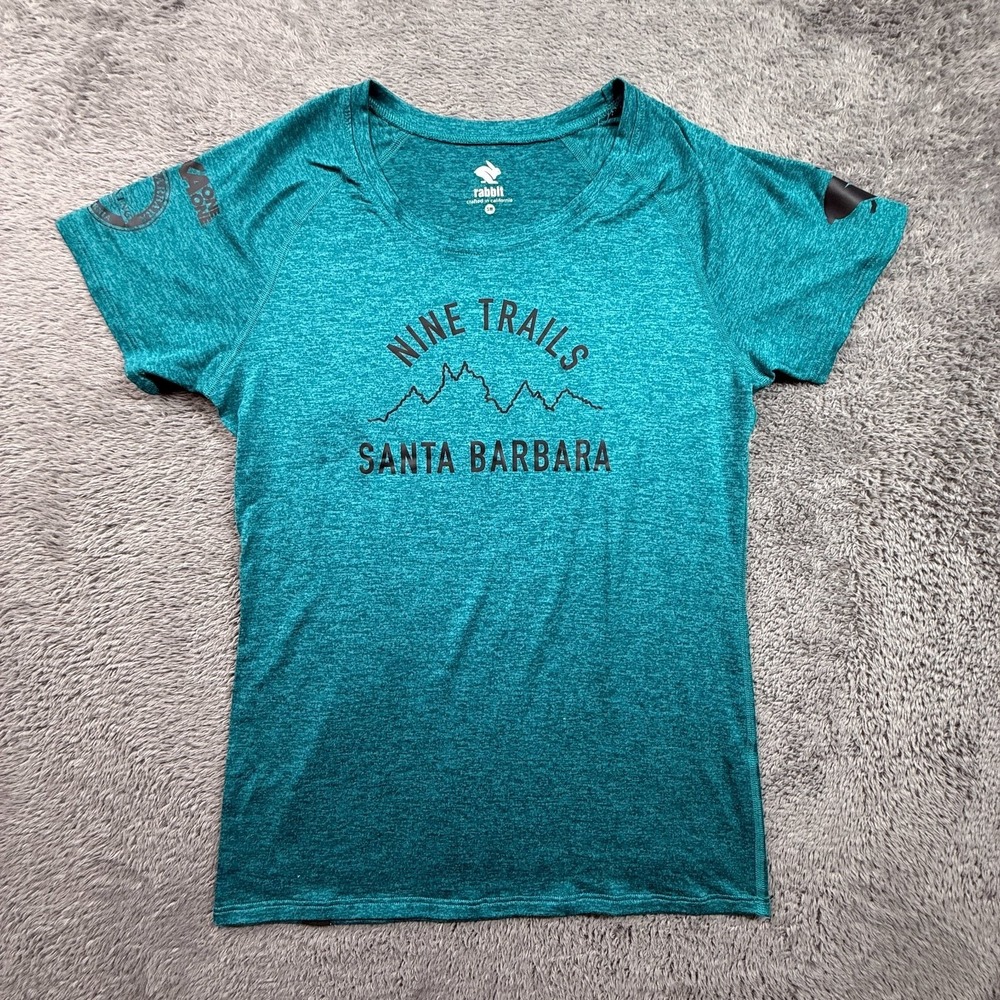 Rabbit Ez Tee Womens S Nine Trails Santa Barbara Running Shirt Teal Blue